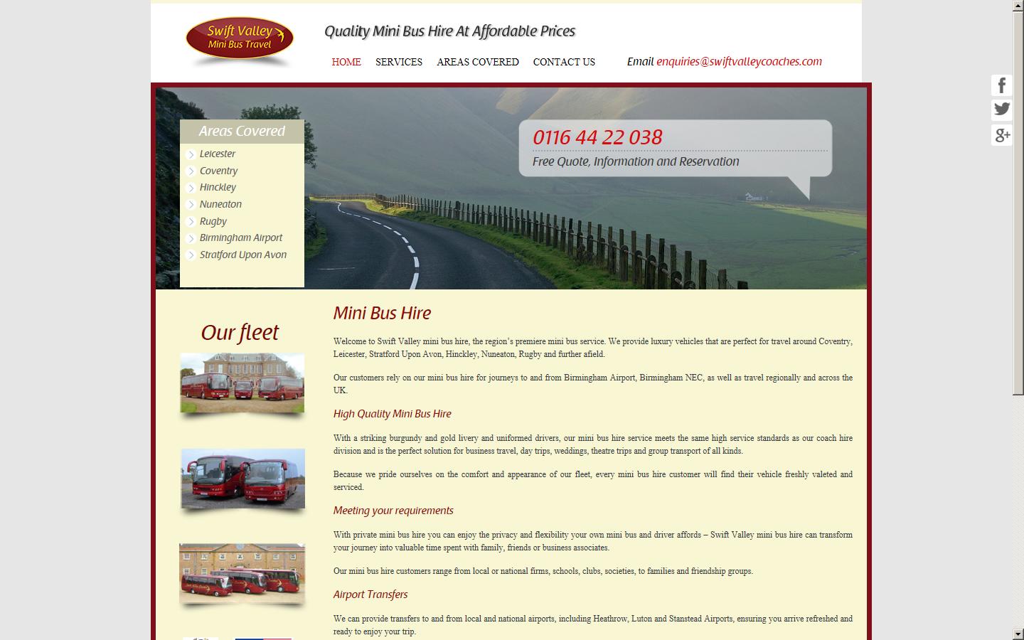 Swift Mini Bus Hire Website