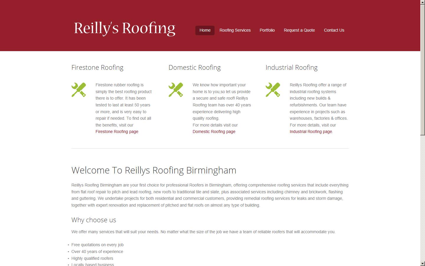 Reilly''s Roofing Birmingham Website