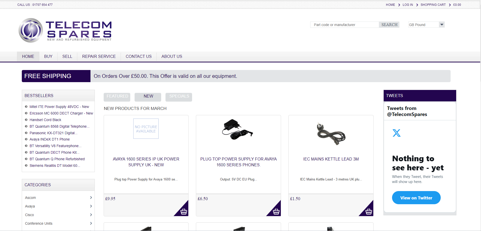 Telecom Spares Website