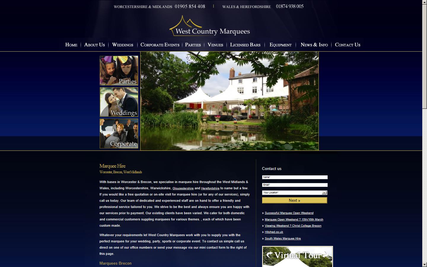 West Country Marquees Website