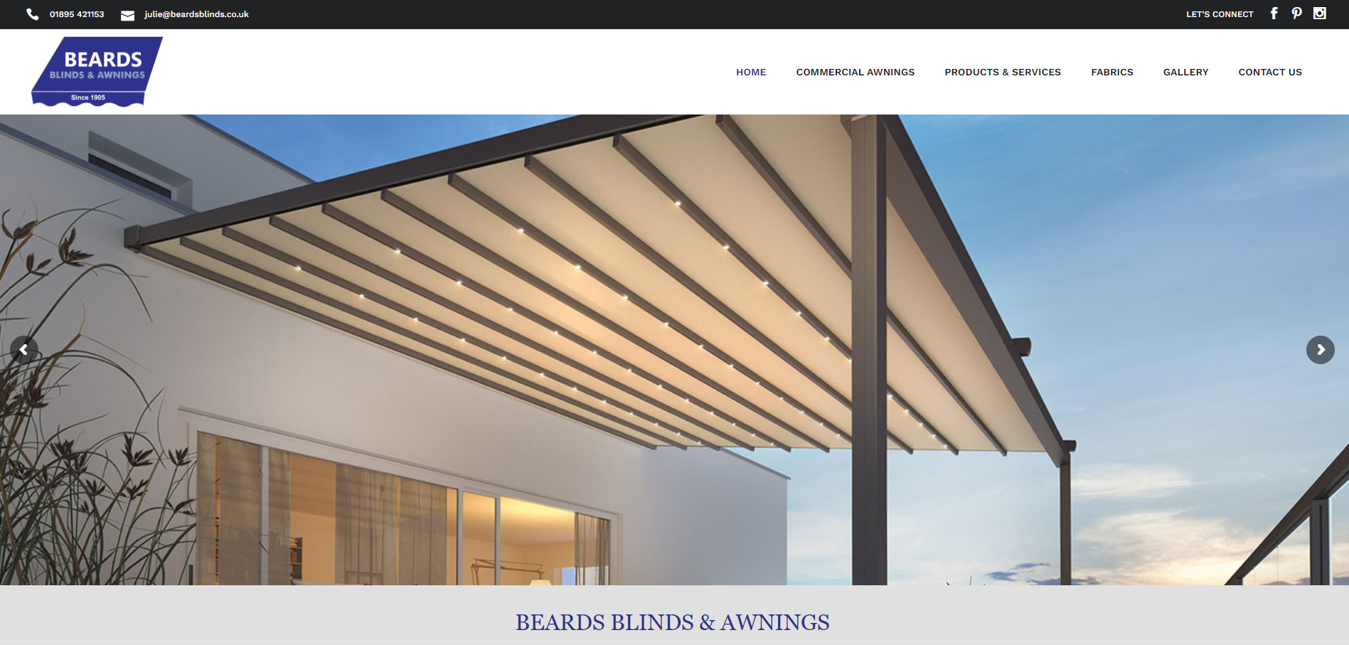 Beards Blinds & Awnings Website
