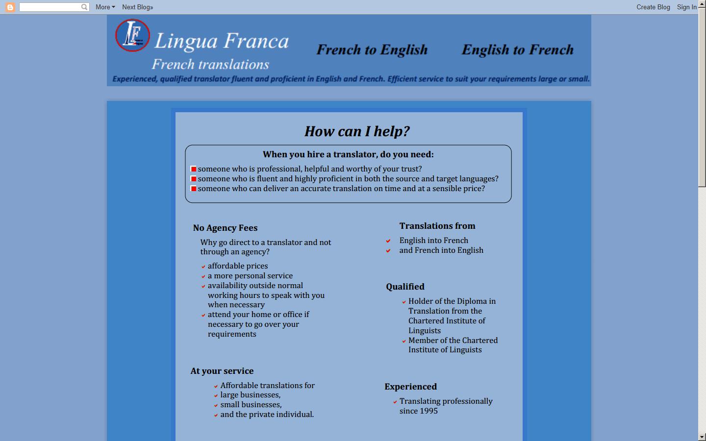 Lingua Franca French Translations Website