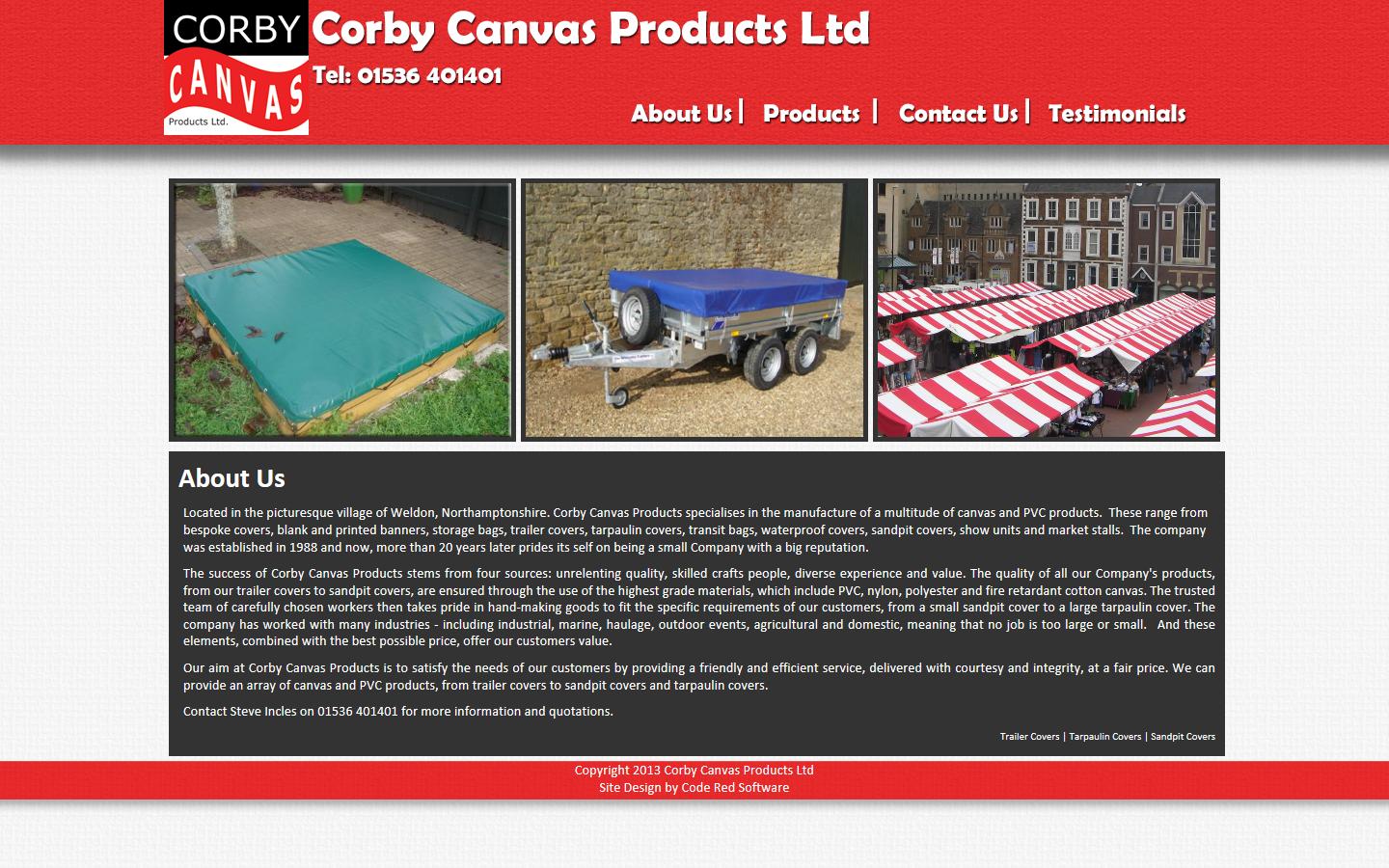 Corby Canvas Products Ltd Website