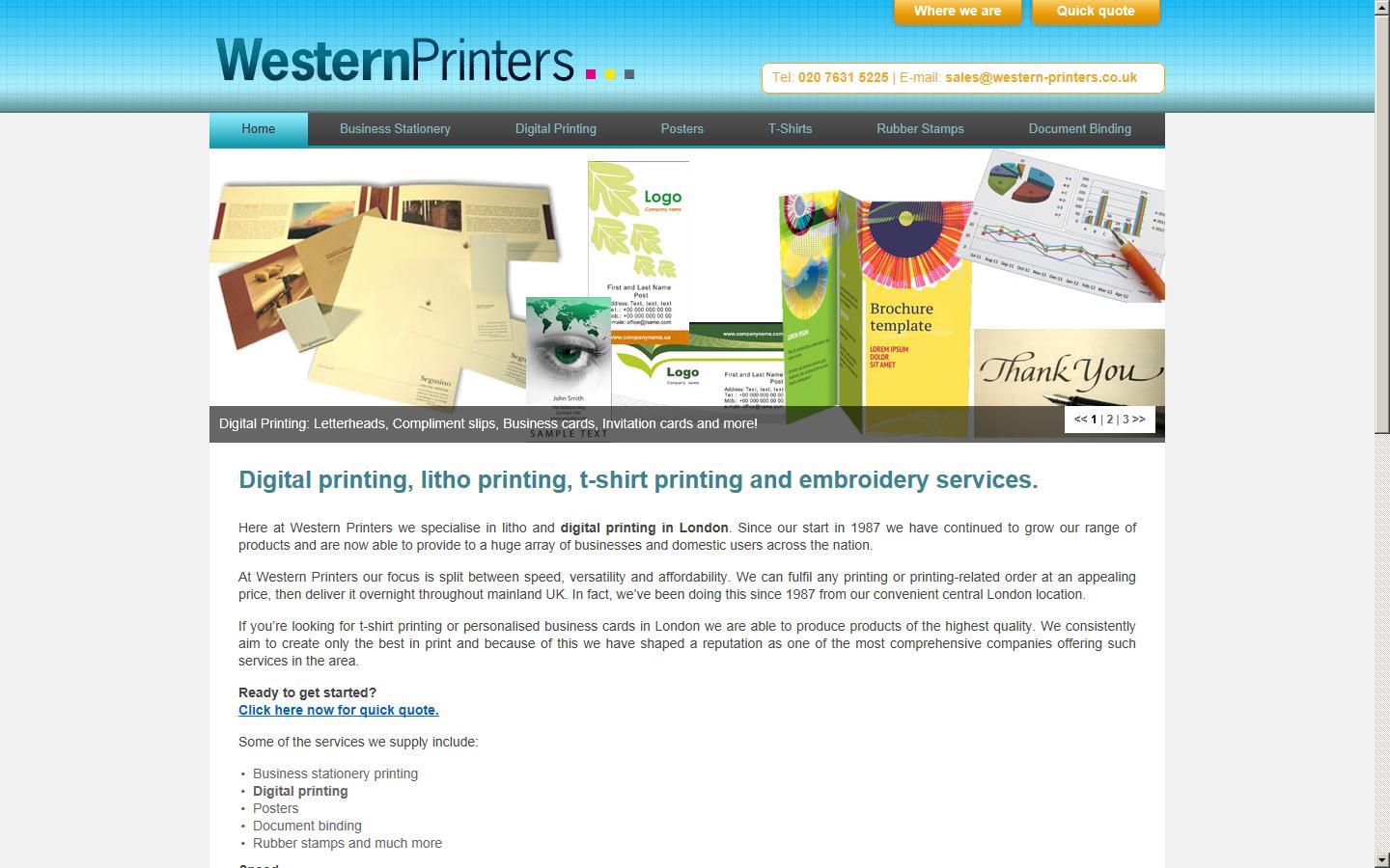 Western Printers Website