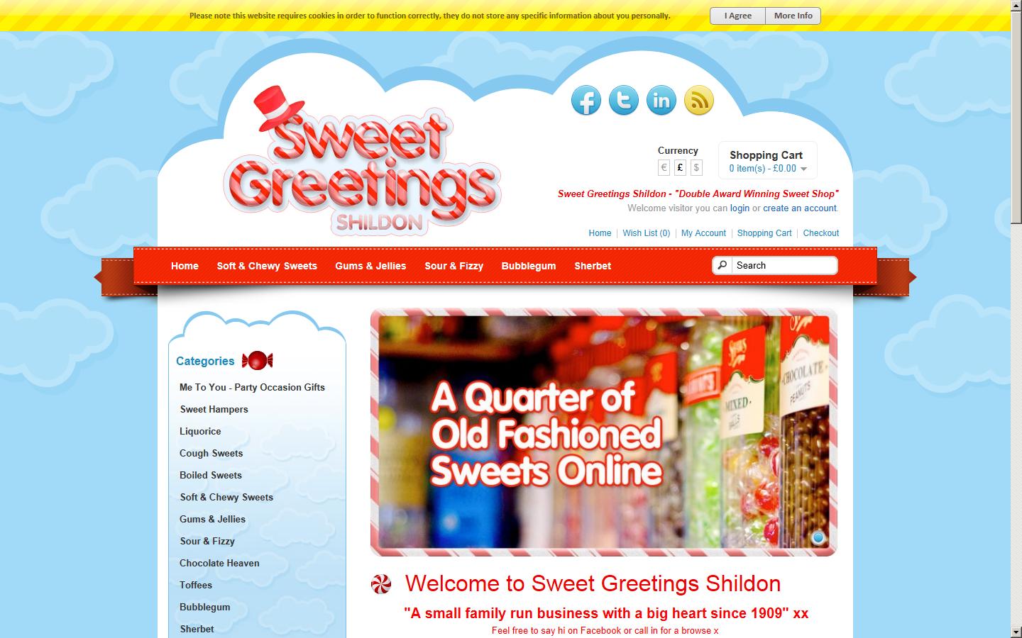 Sweet Greetings Shildon Website