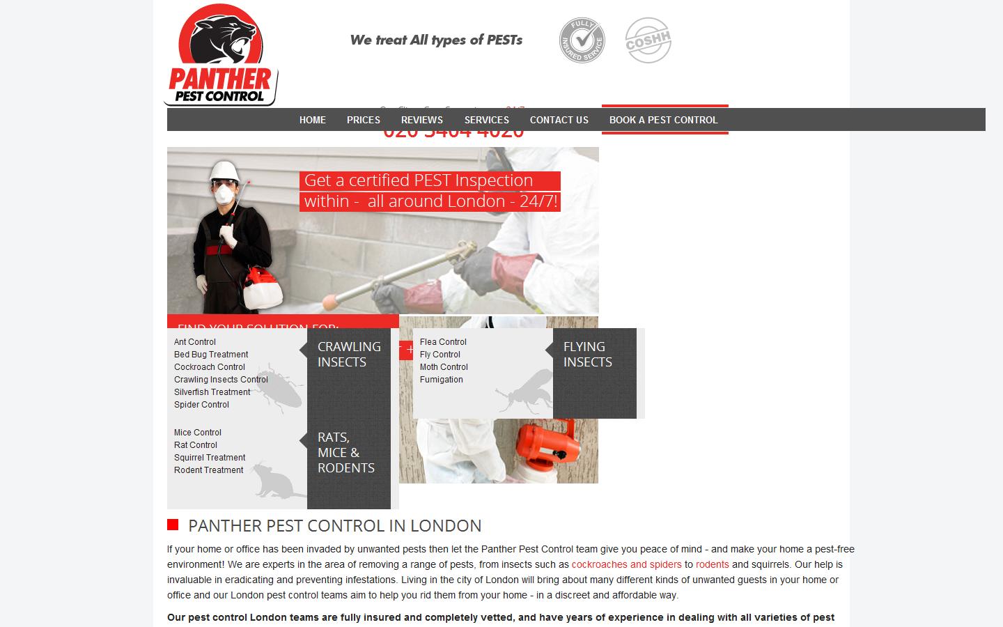 Panther Pest Control London Website