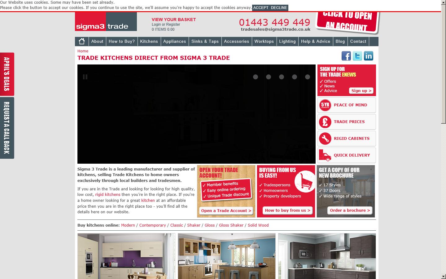 Trade Kitchens Direct from Sigma 3 Trade Website