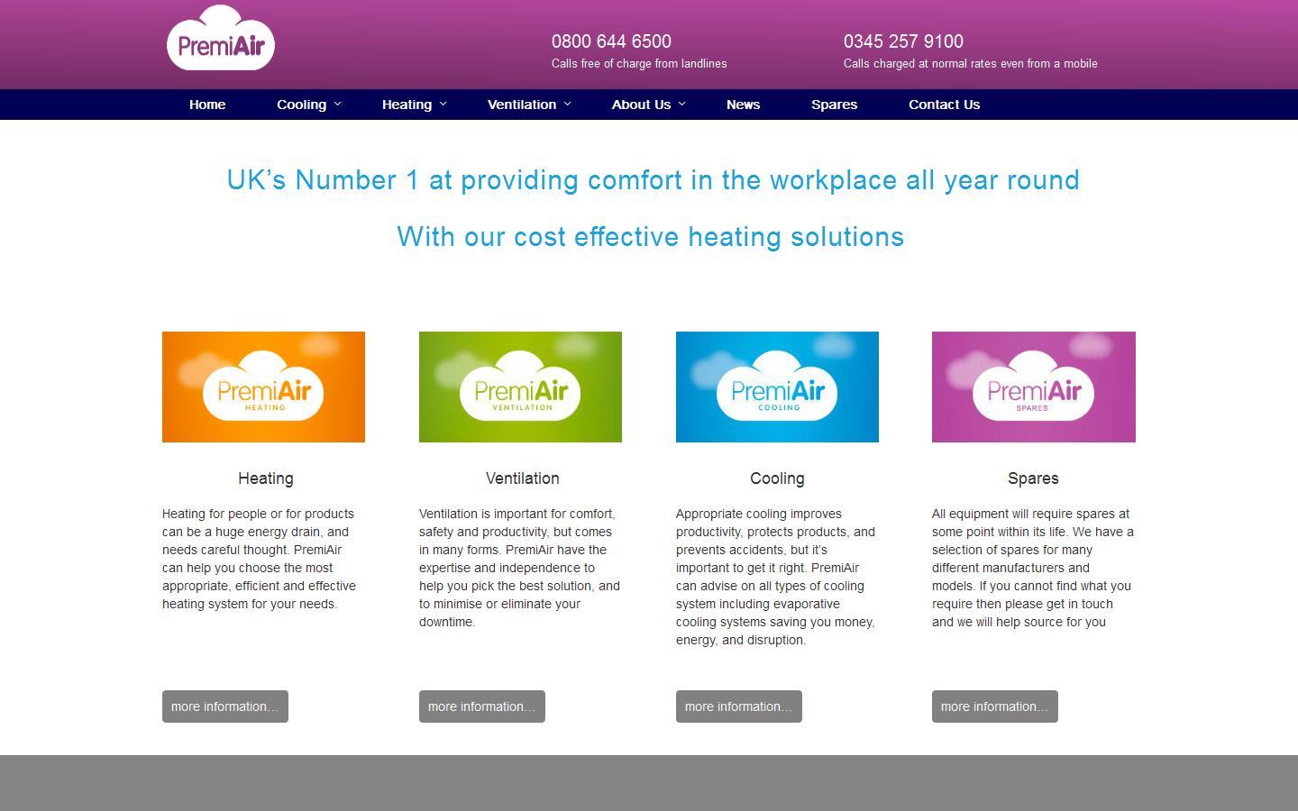 Premiair Comfort Website