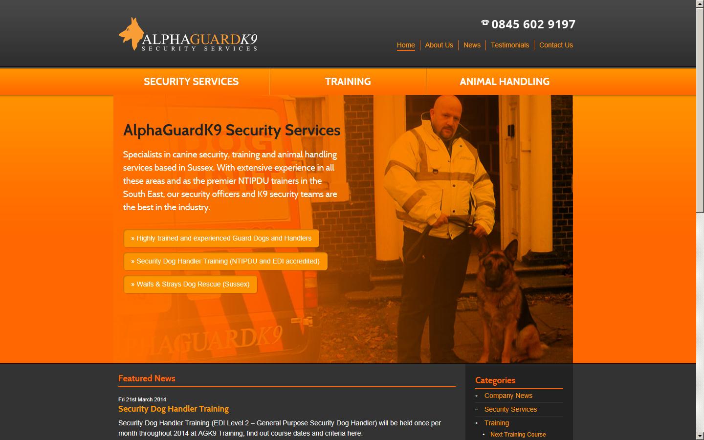 AlphaGuardK9 Security Services Website