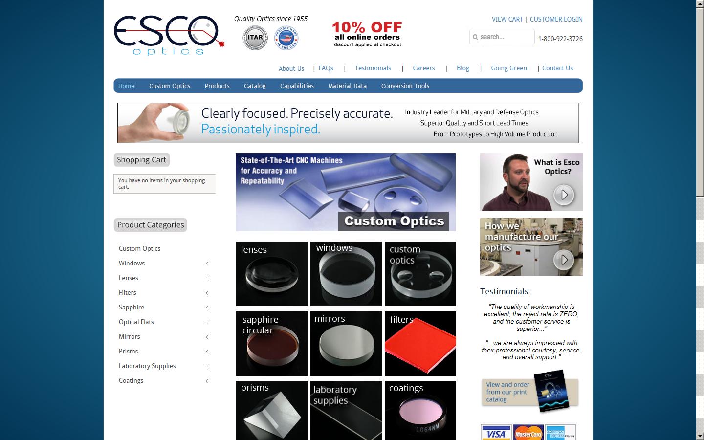Esco Optics Inc. Website