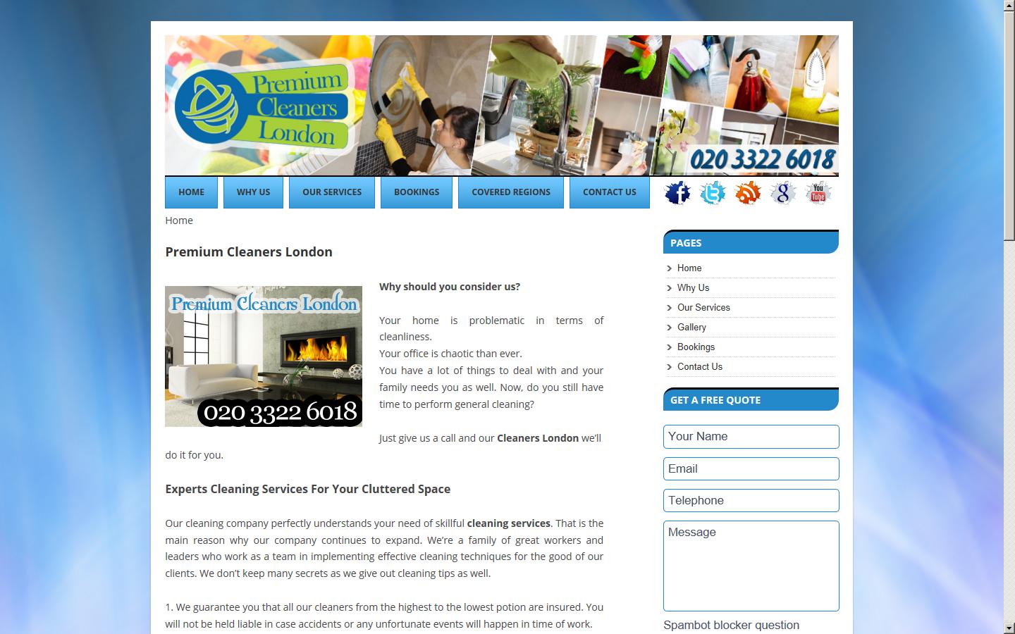 Premium Cleaners London Website