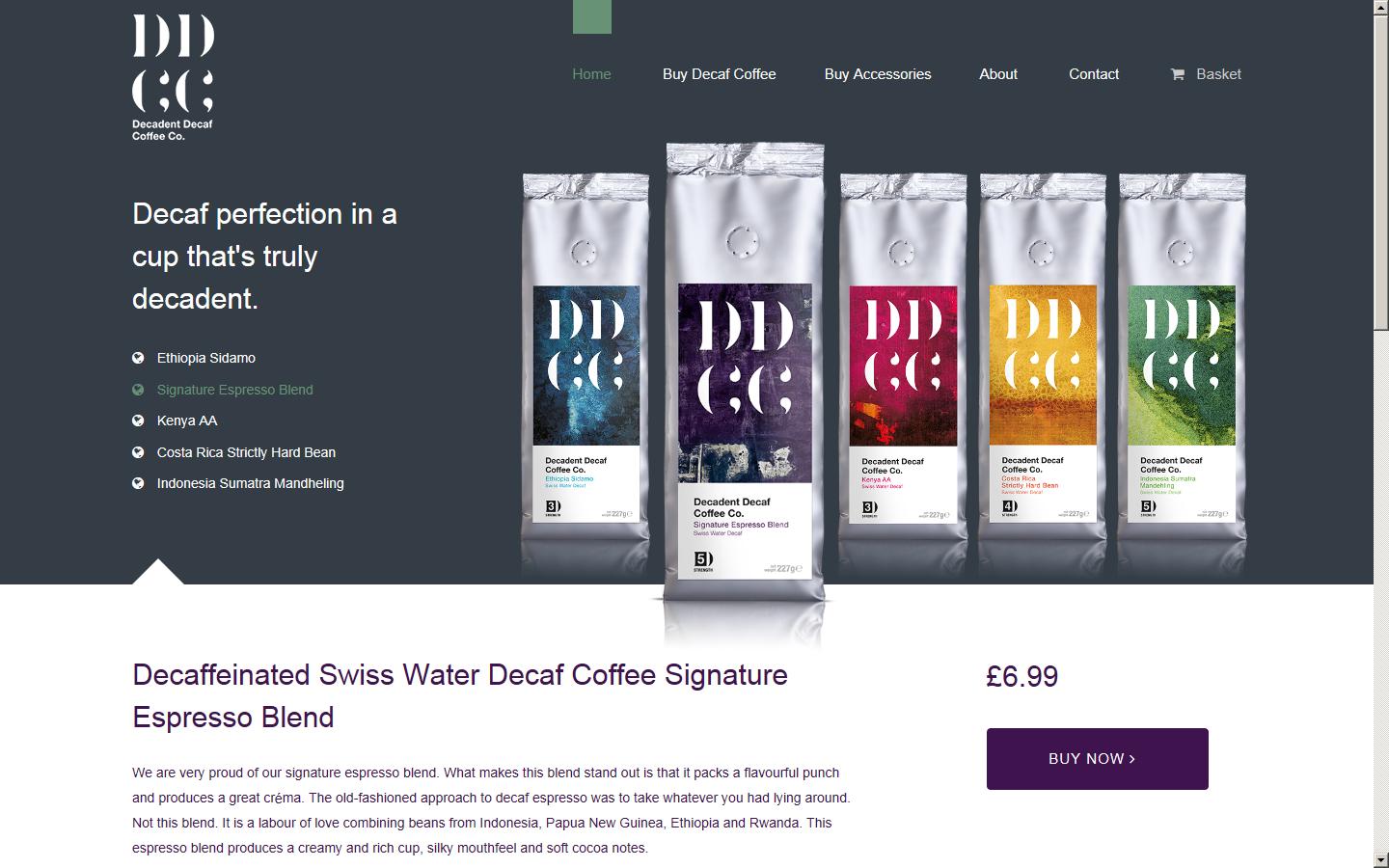 Decadent Decaf Coffee Co Website