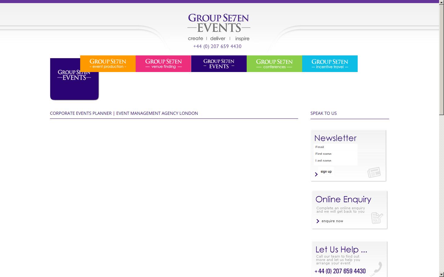 Group Se7en Events Website
