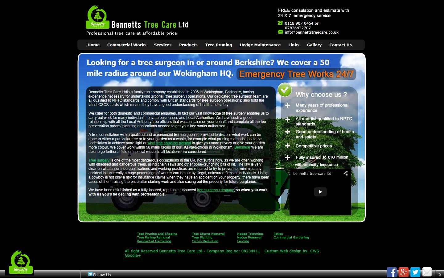 Bennetts Tree Care Ltd Website