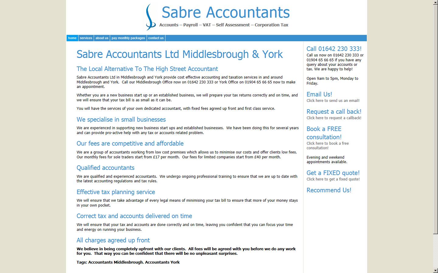 Sabre Accountants Ltd Website