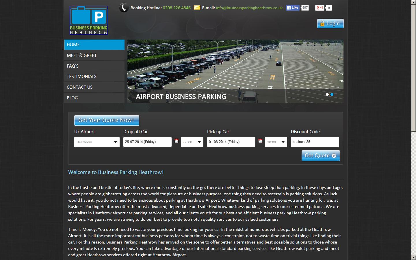 Business Parking Heathrow Website