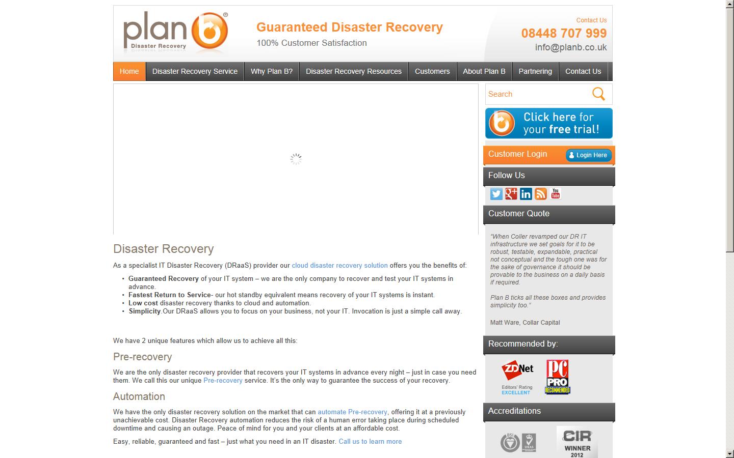 Plan B Disaster Recovery Website