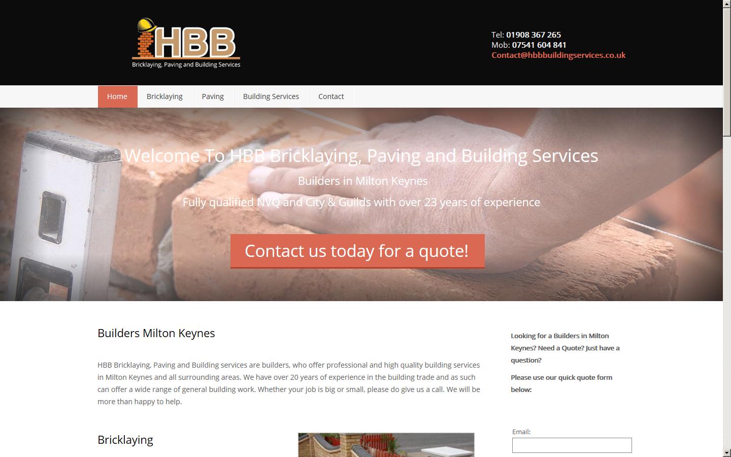 HBB Bricklaying, Paving and Building Services Website
