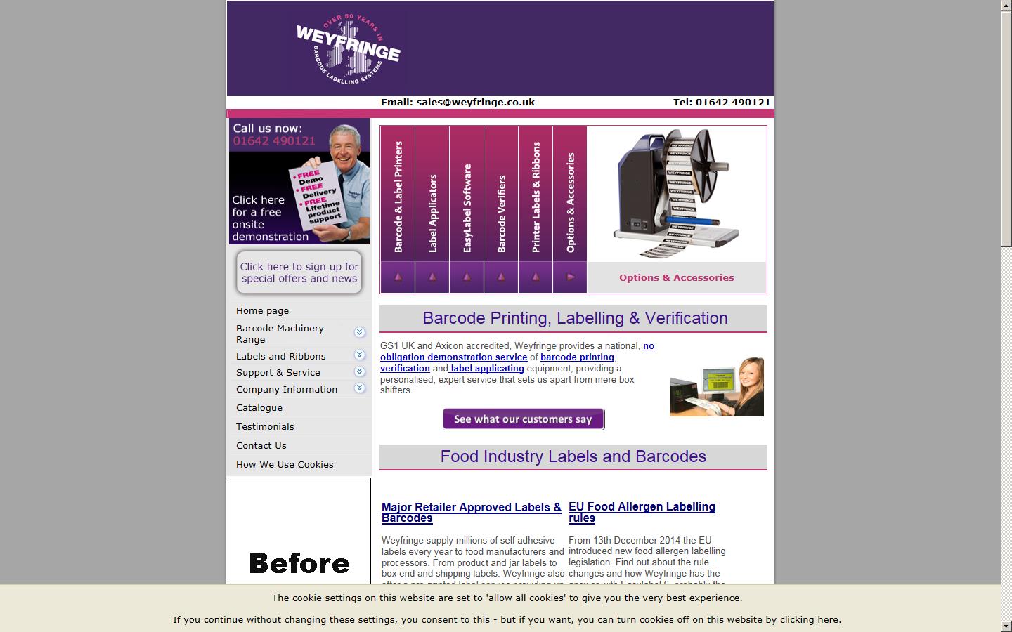 Weyfringe Barcode Labelling Systems Website