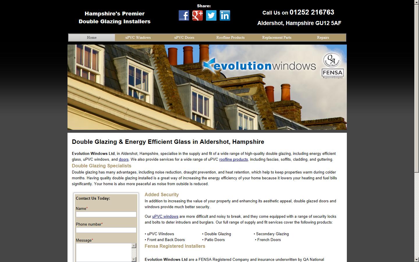 Evolution Windows Ltd Website