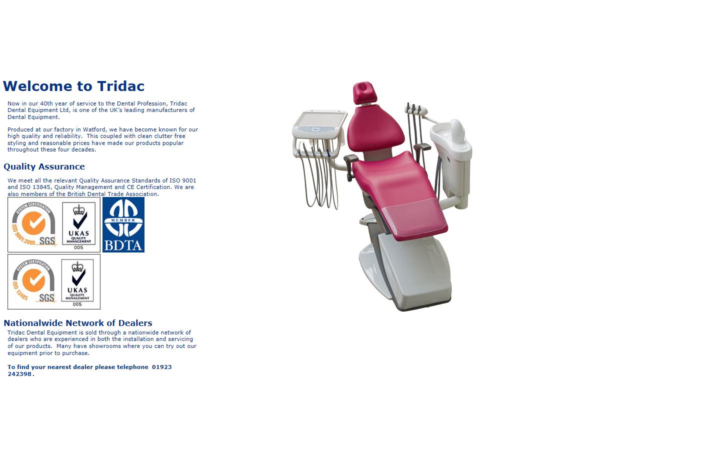Tridac Dental Equipment Website
