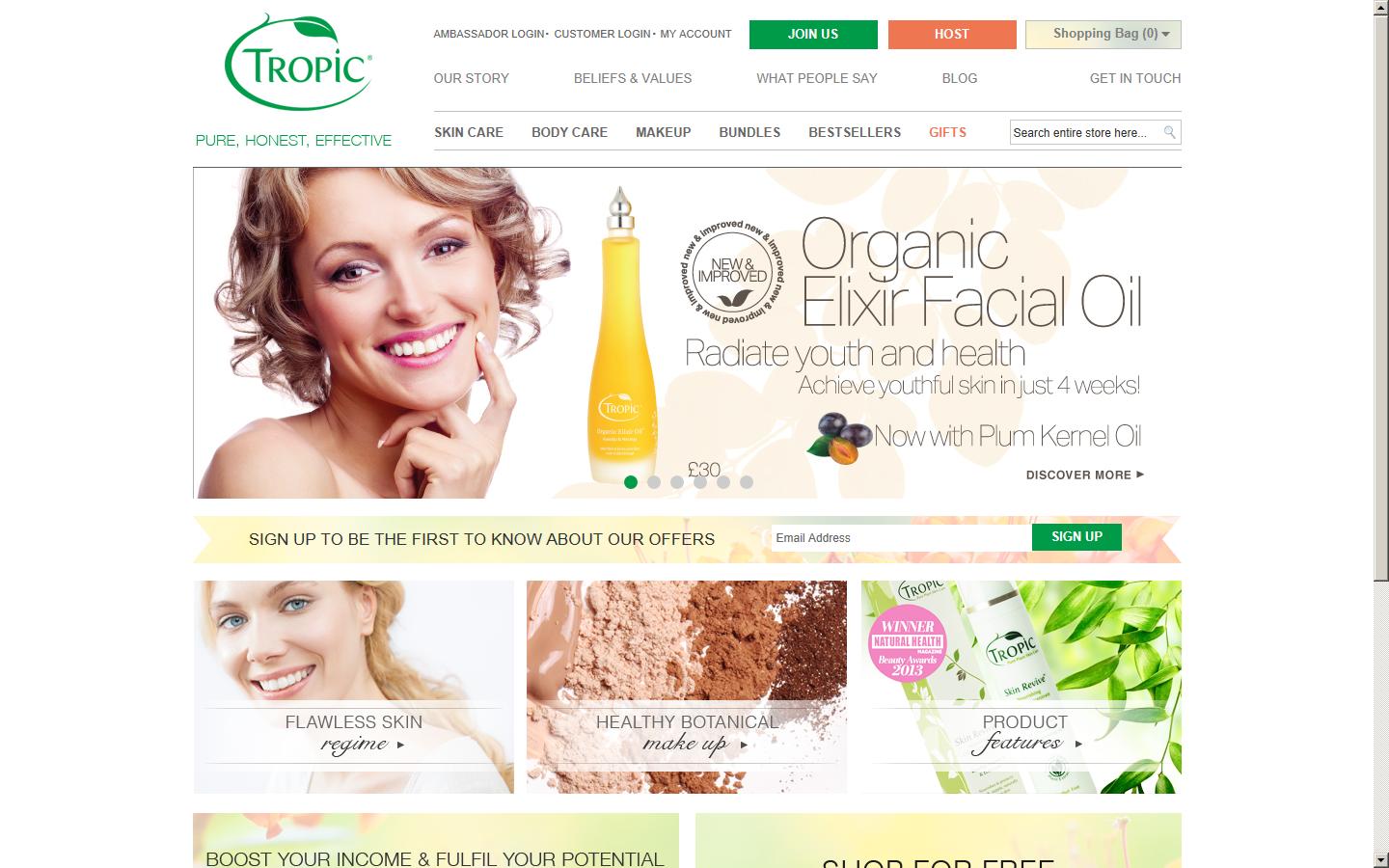 Tropic Skin Care Website