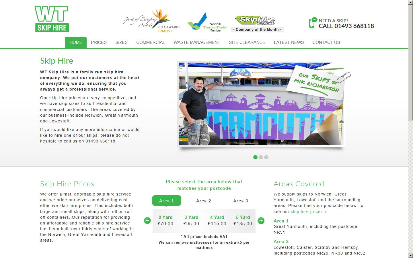 WT Skip Hire Website