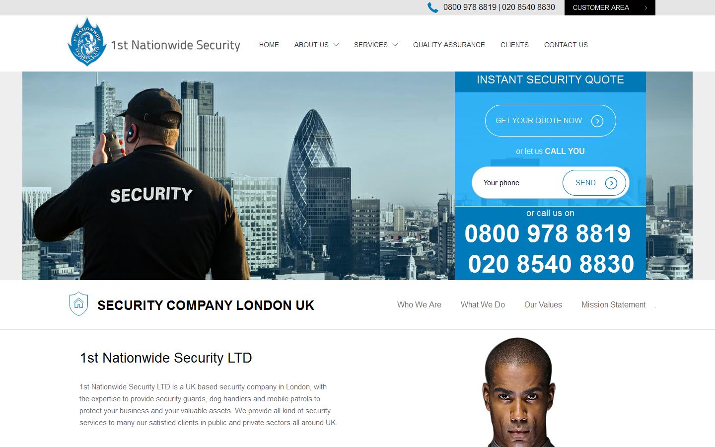 1st Nationwide Security Ltd Website