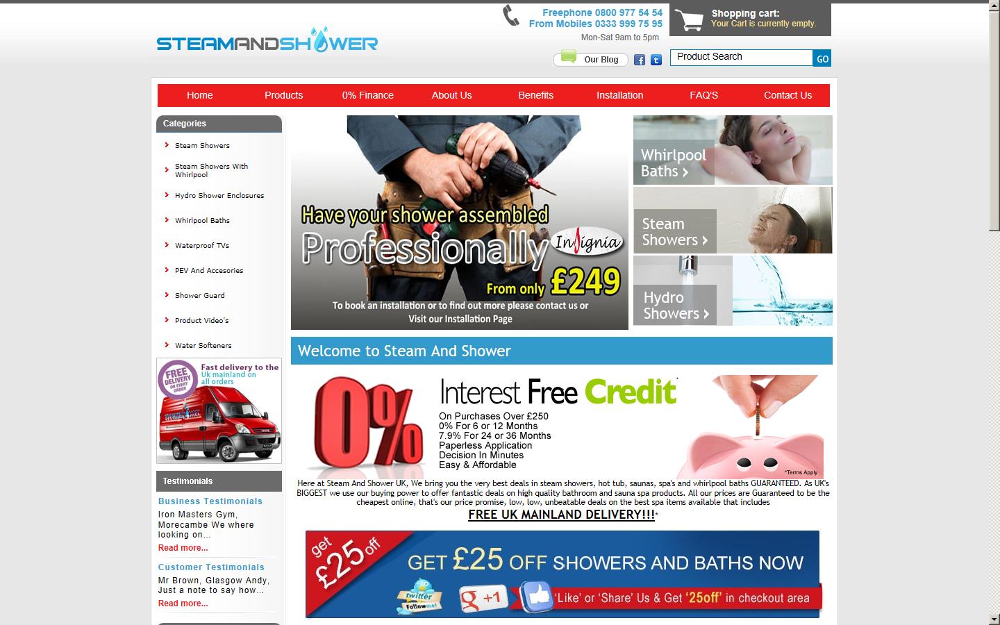 Steam & Shower UK Website