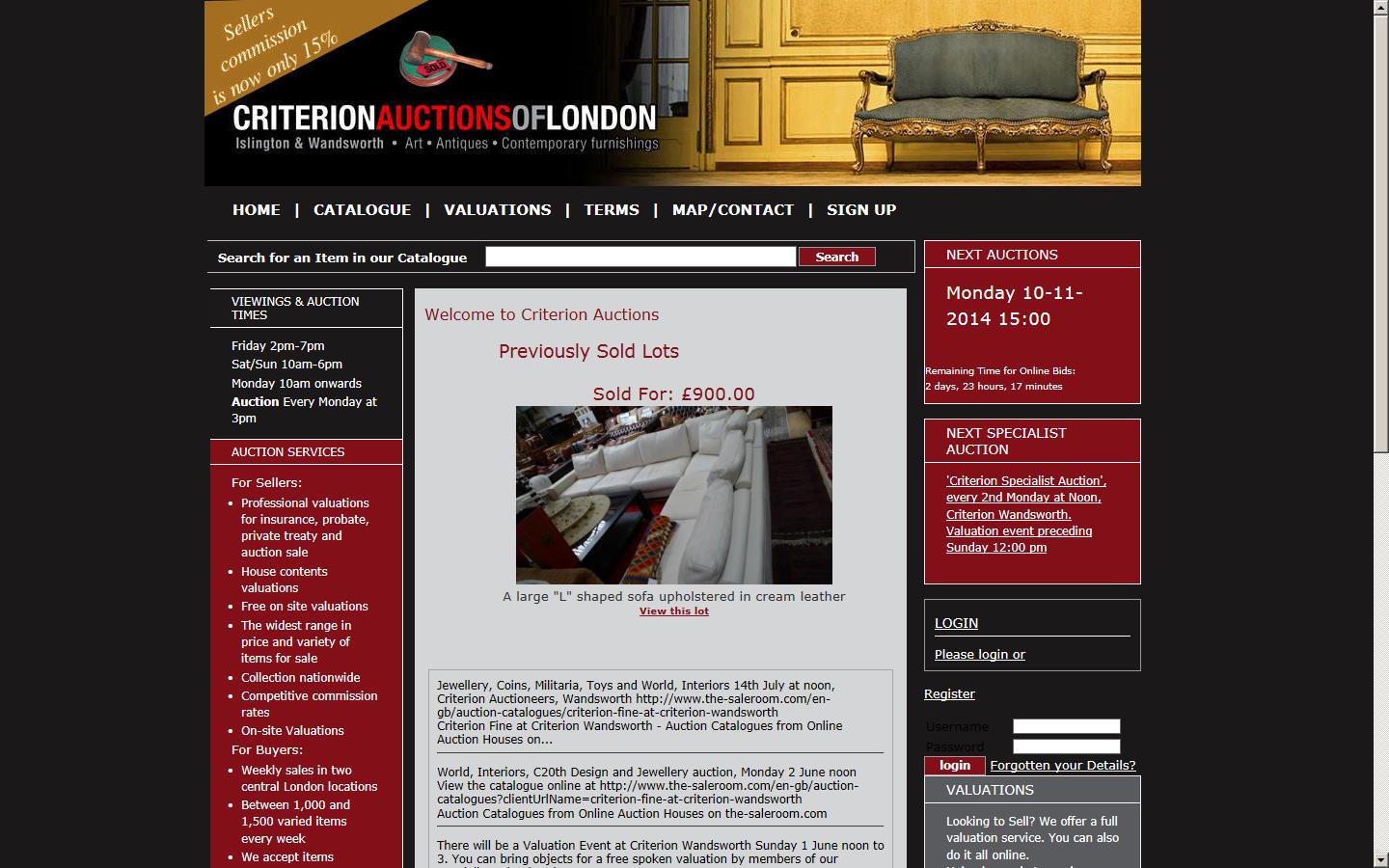 Criterion Auctions Of London Website