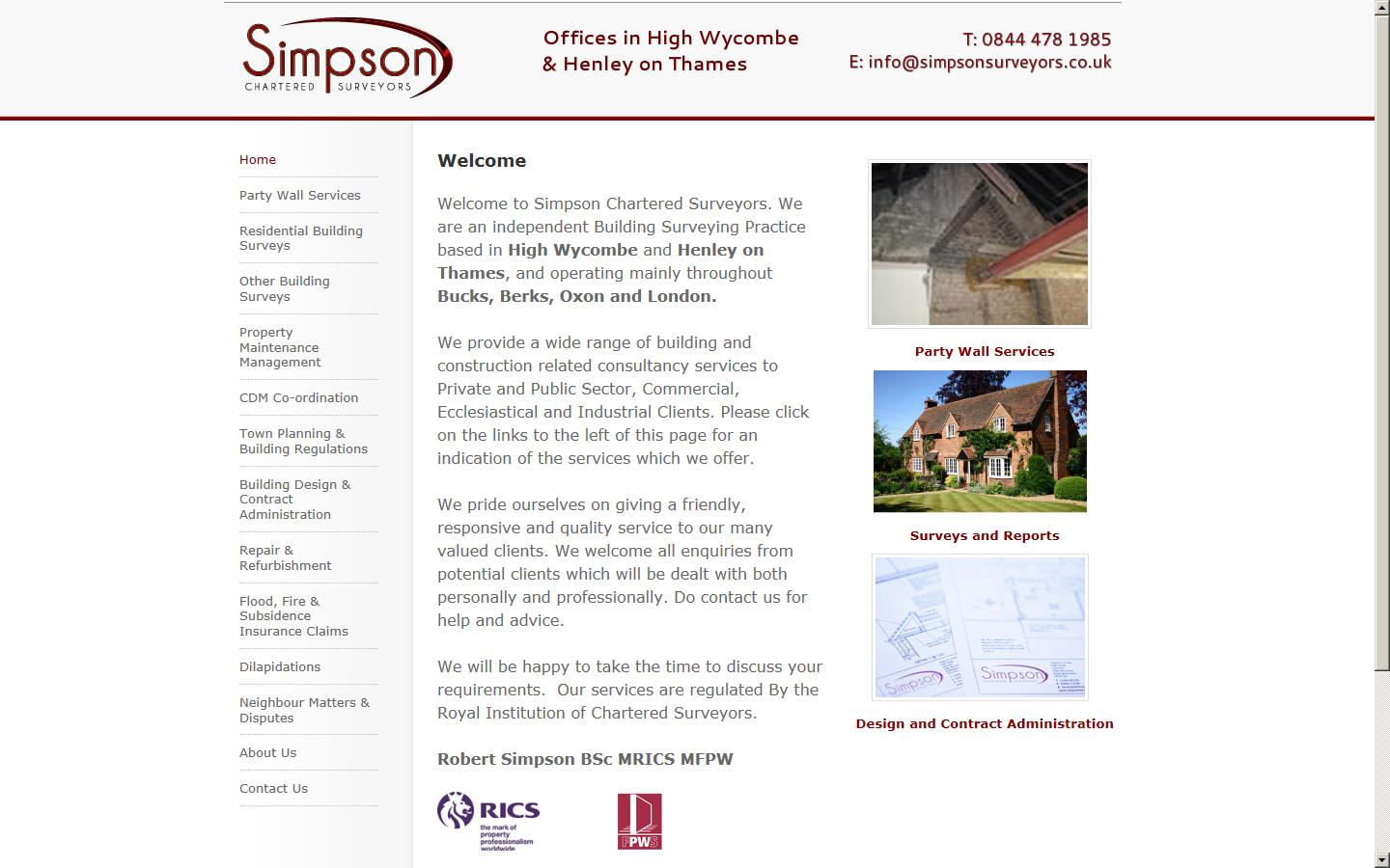 Simpson Chartered Surveyors Website