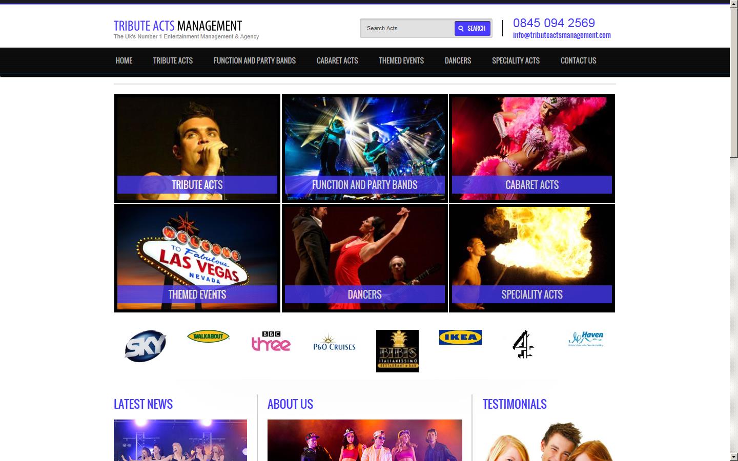 Tribute Acts Management Ltd Website