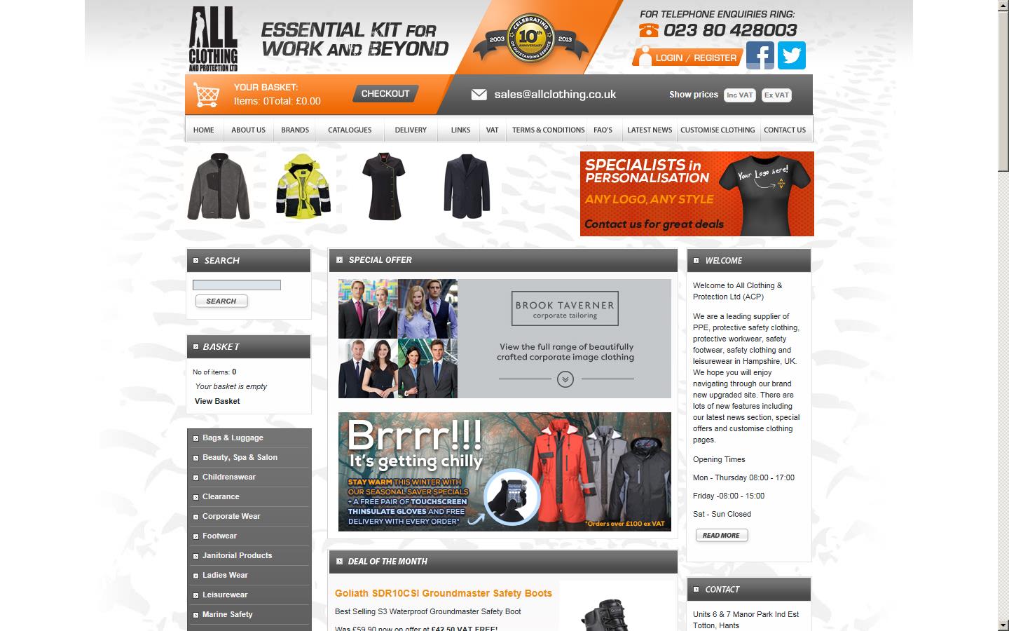 All Clothing & Protection Website