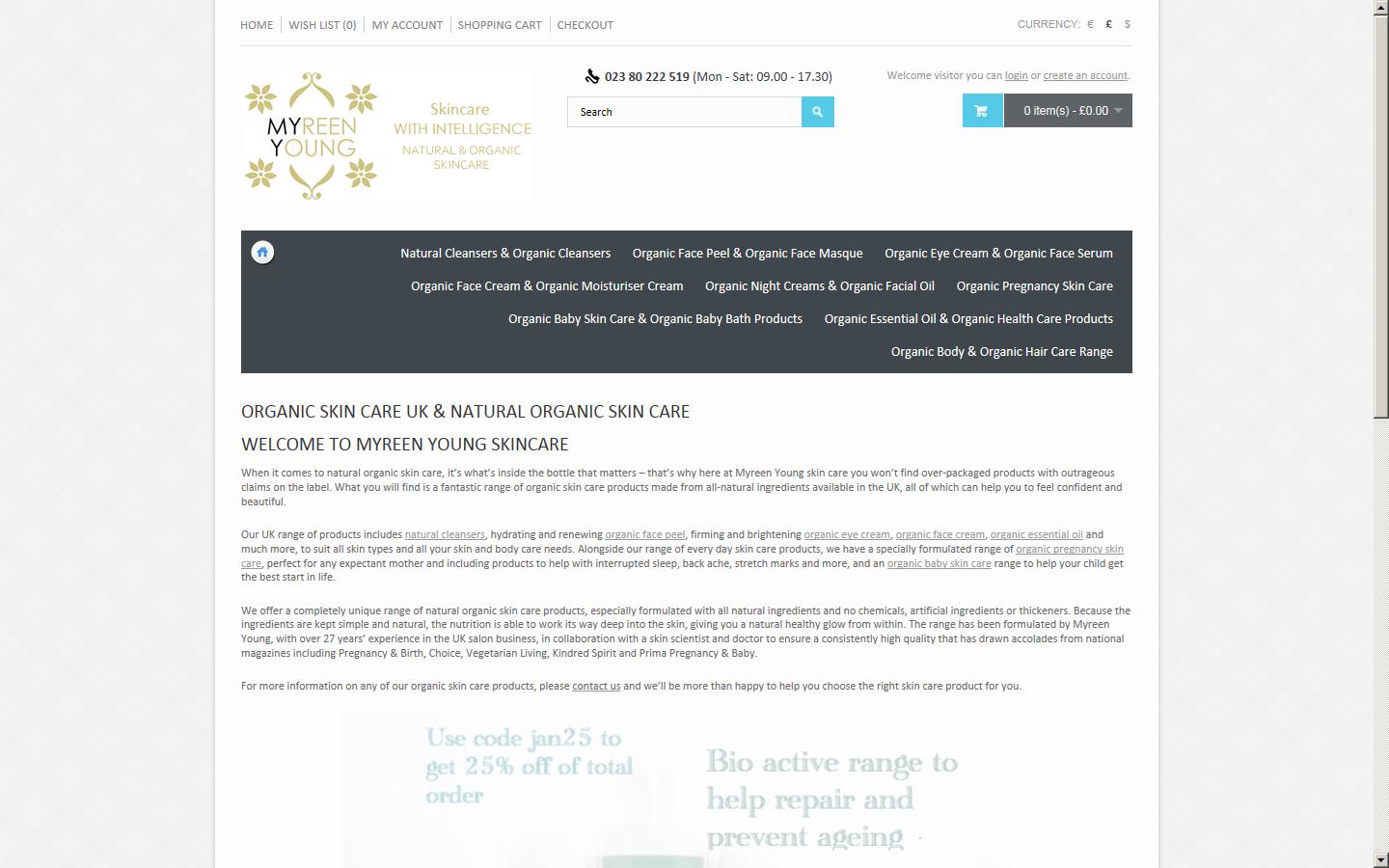 Myreen Young Skincare Ltd Website