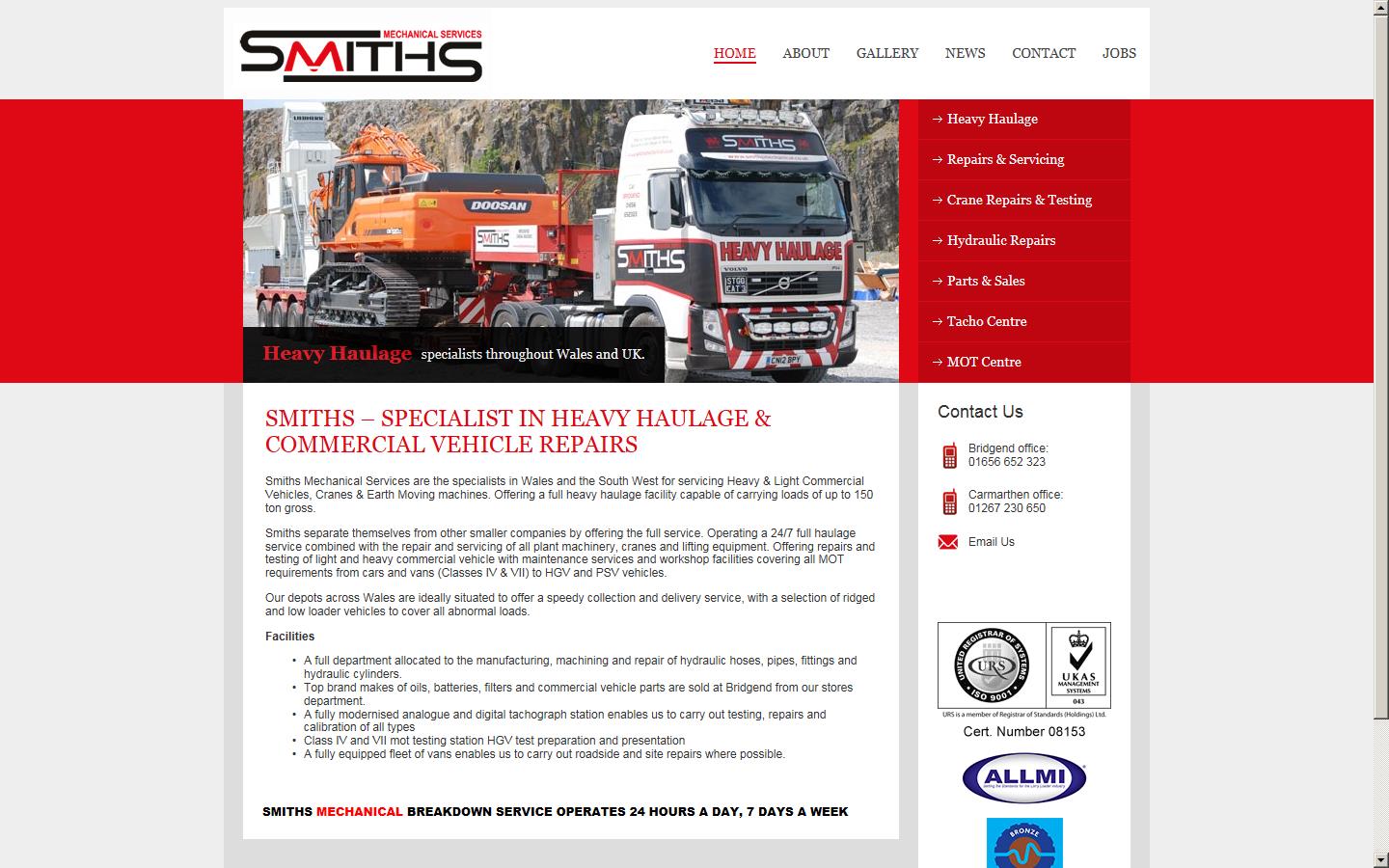 Smiths Mechanical Services Website