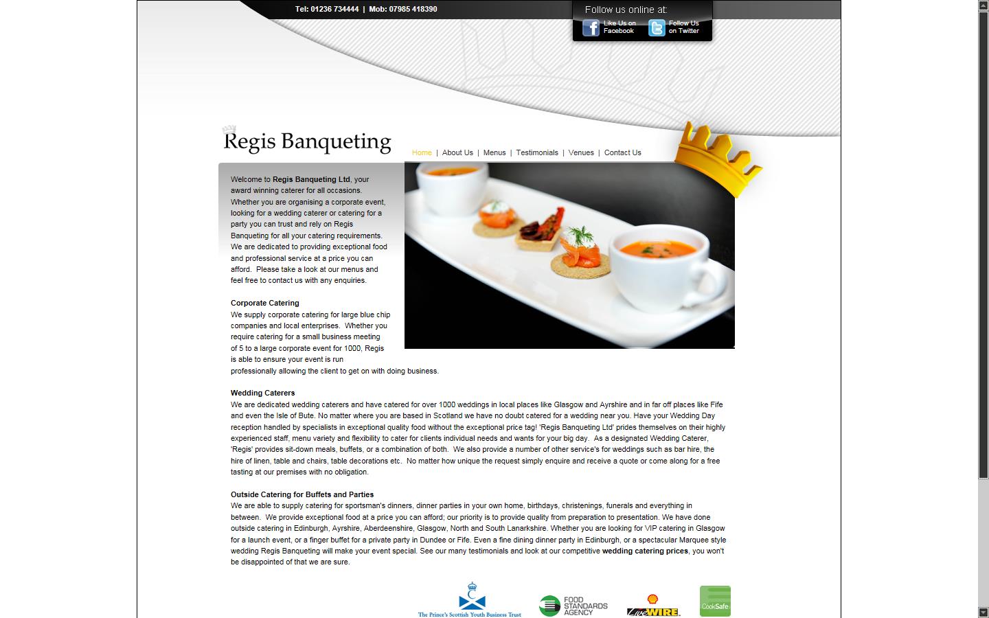 Regis Banqueting Ltd Website