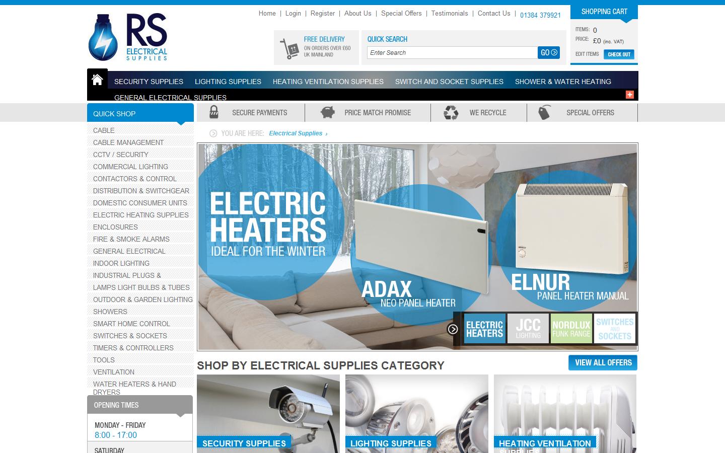 RS Electrical Supplies Website