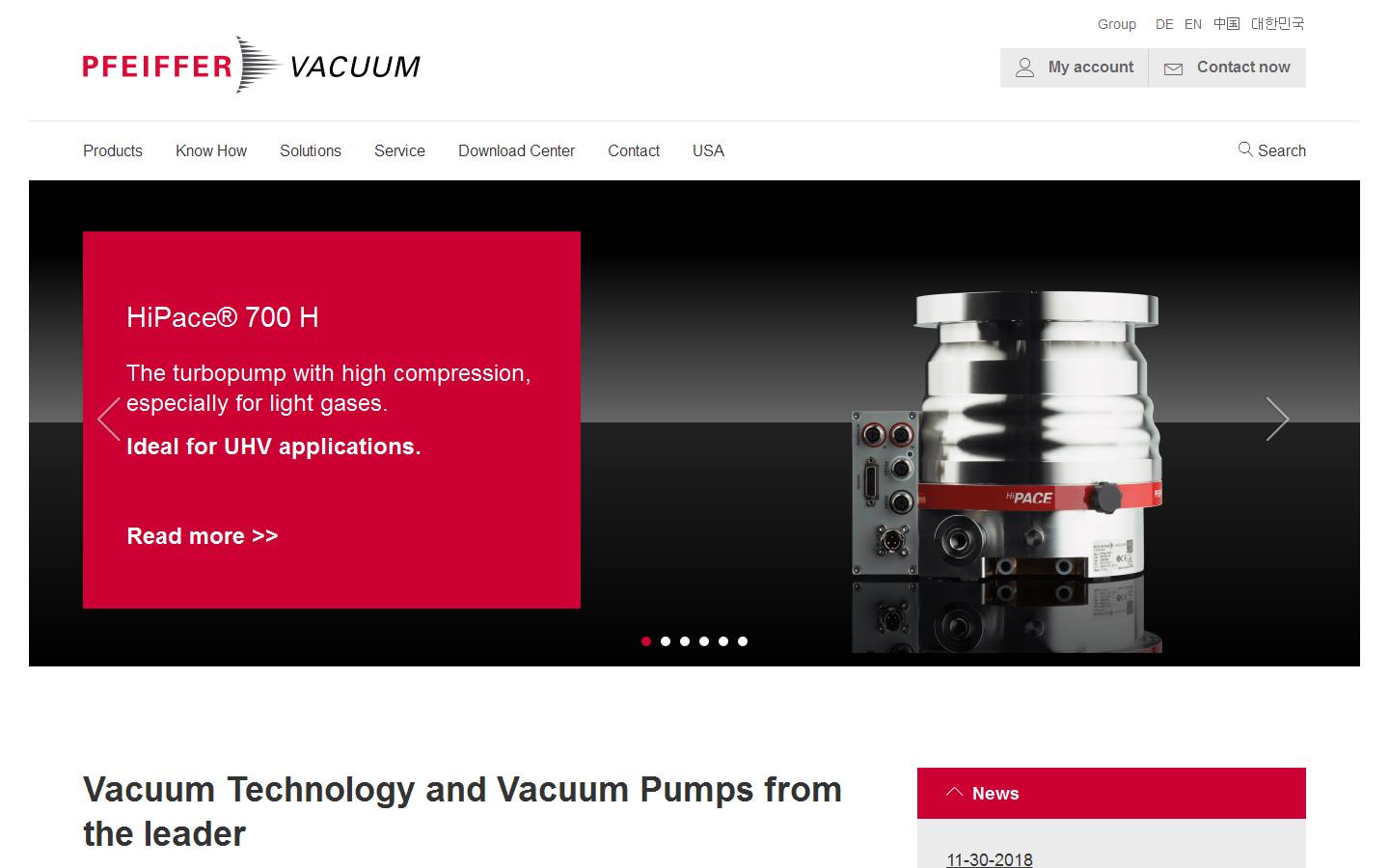 Pfeiffer Vacuum Ltd Website