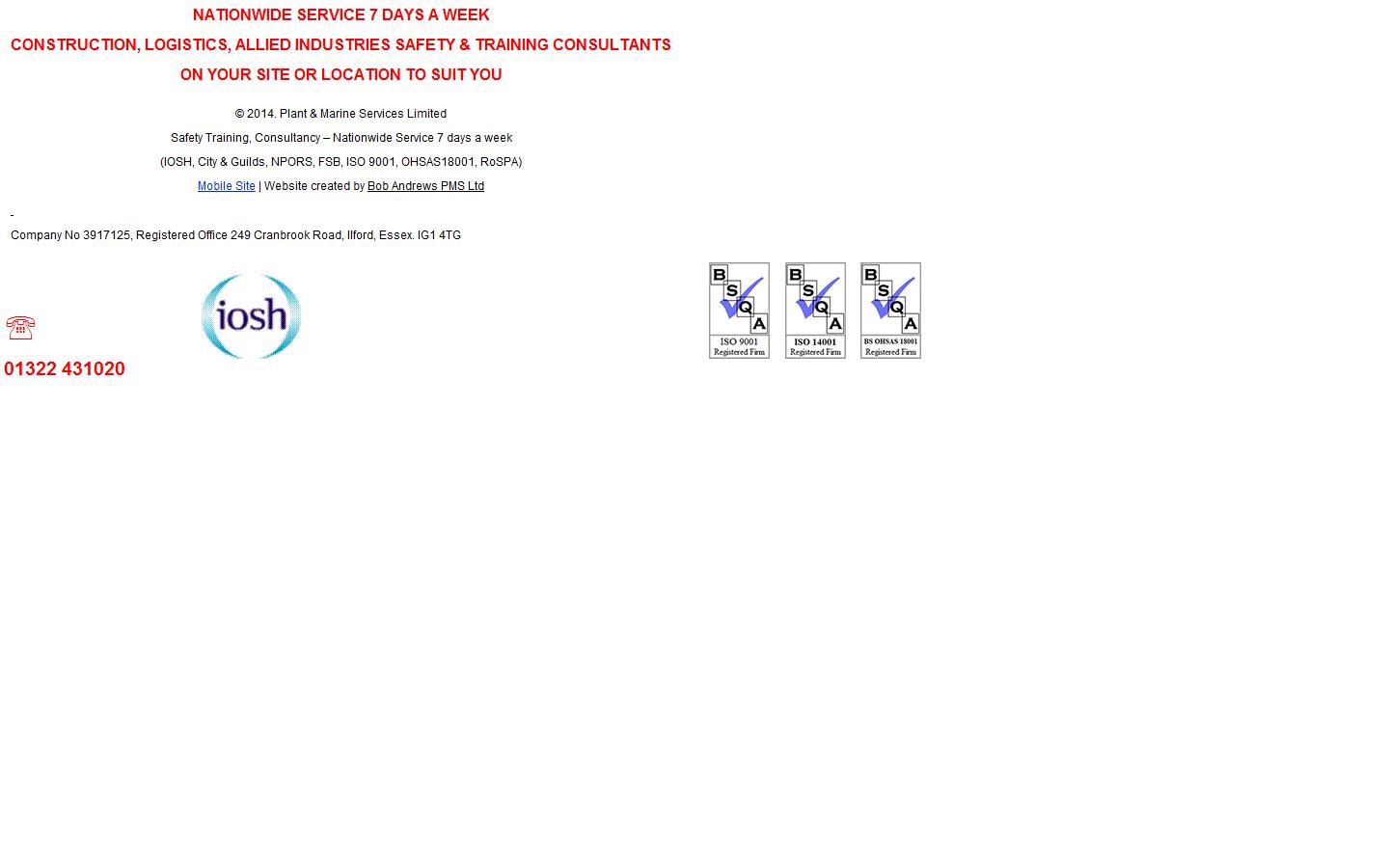 Plant and Marine Services Ltd Website