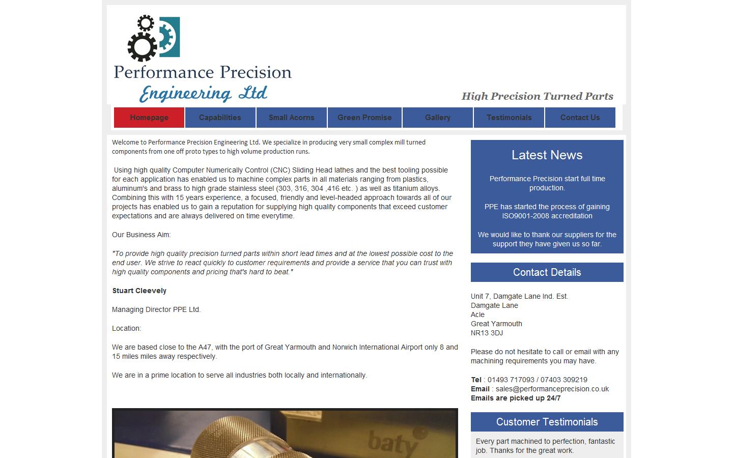 Performance Precision Engineering Ltd Website
