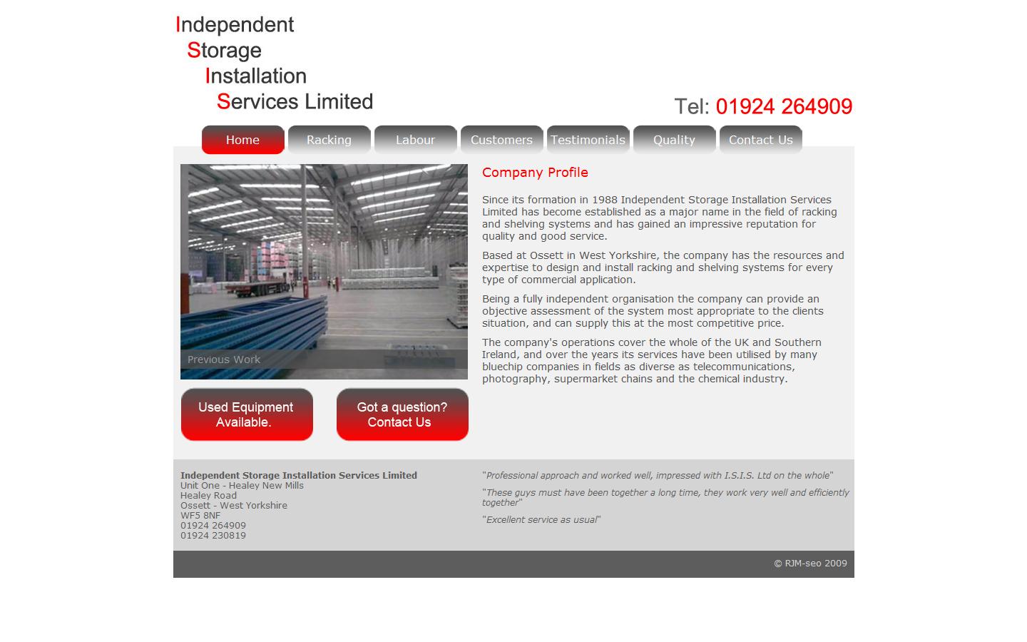 Independent Storage Installation Services Website