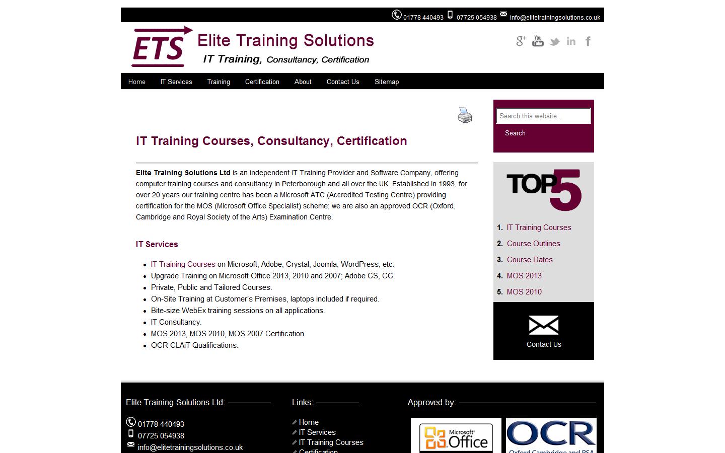 Elite Training Solutions Website