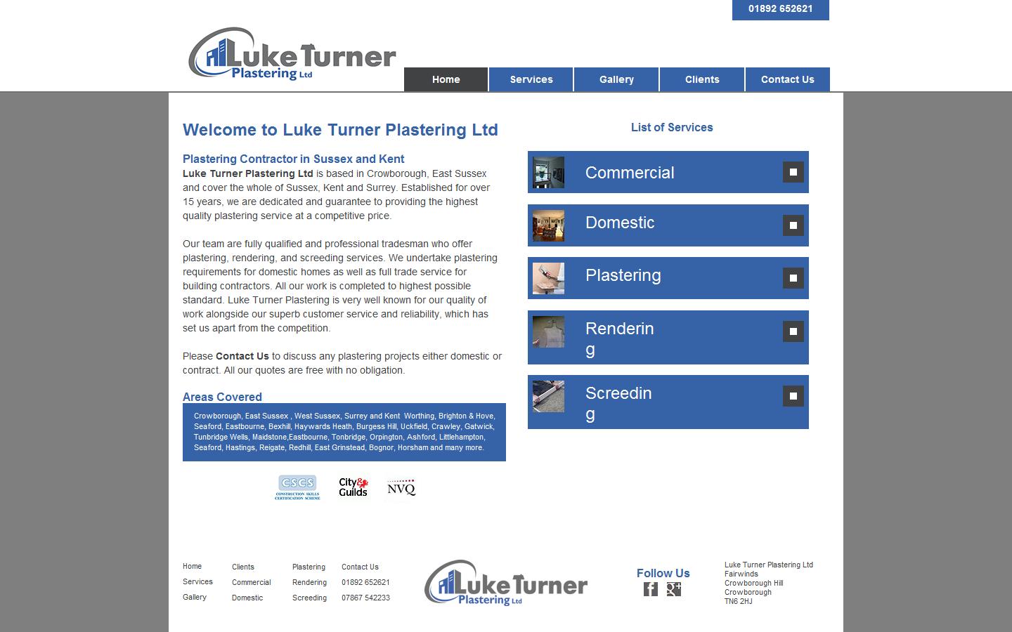 Luke Turner PLastering Ltd. Website