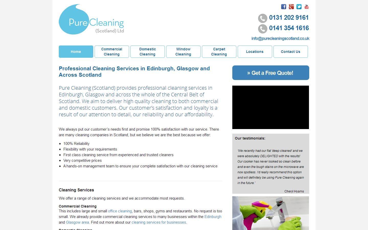 Pure Cleaning (Scotland) Limited Website