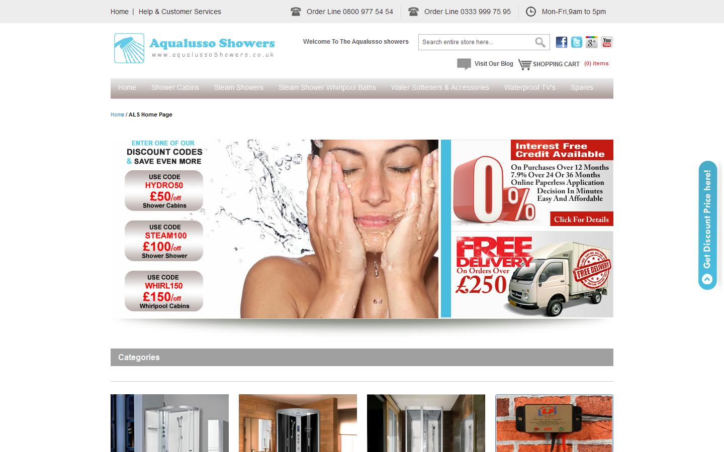 Aqualusso Showers Website