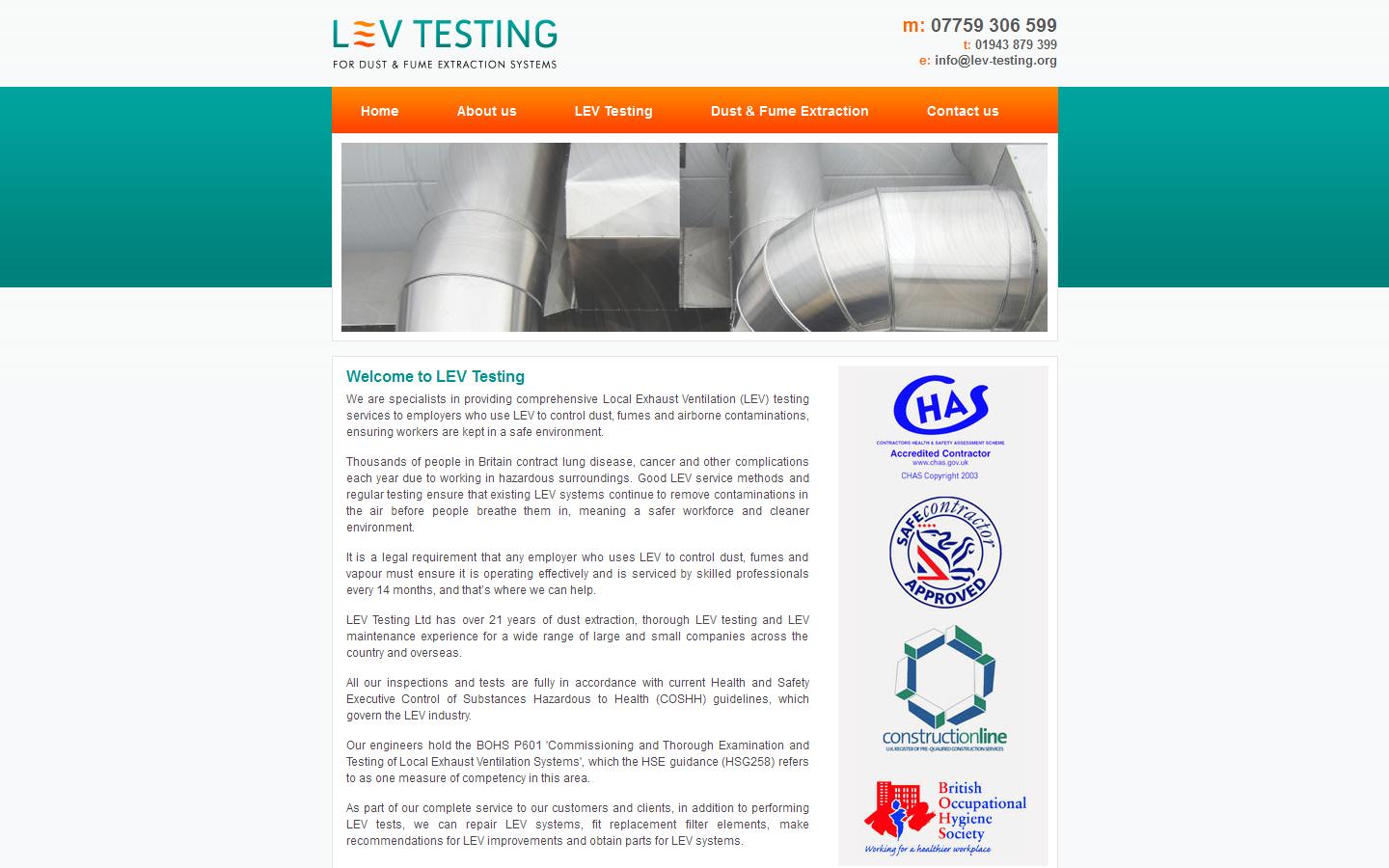 LEV Testing Ltd Website