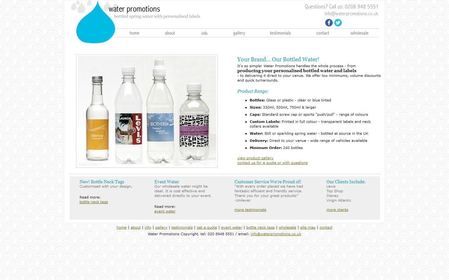 Water Promotions Website