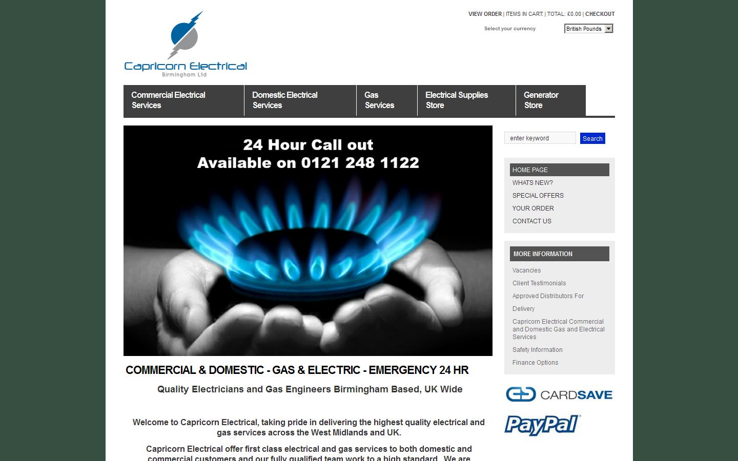 Capricorn Electrical Birmingham Ltd Website