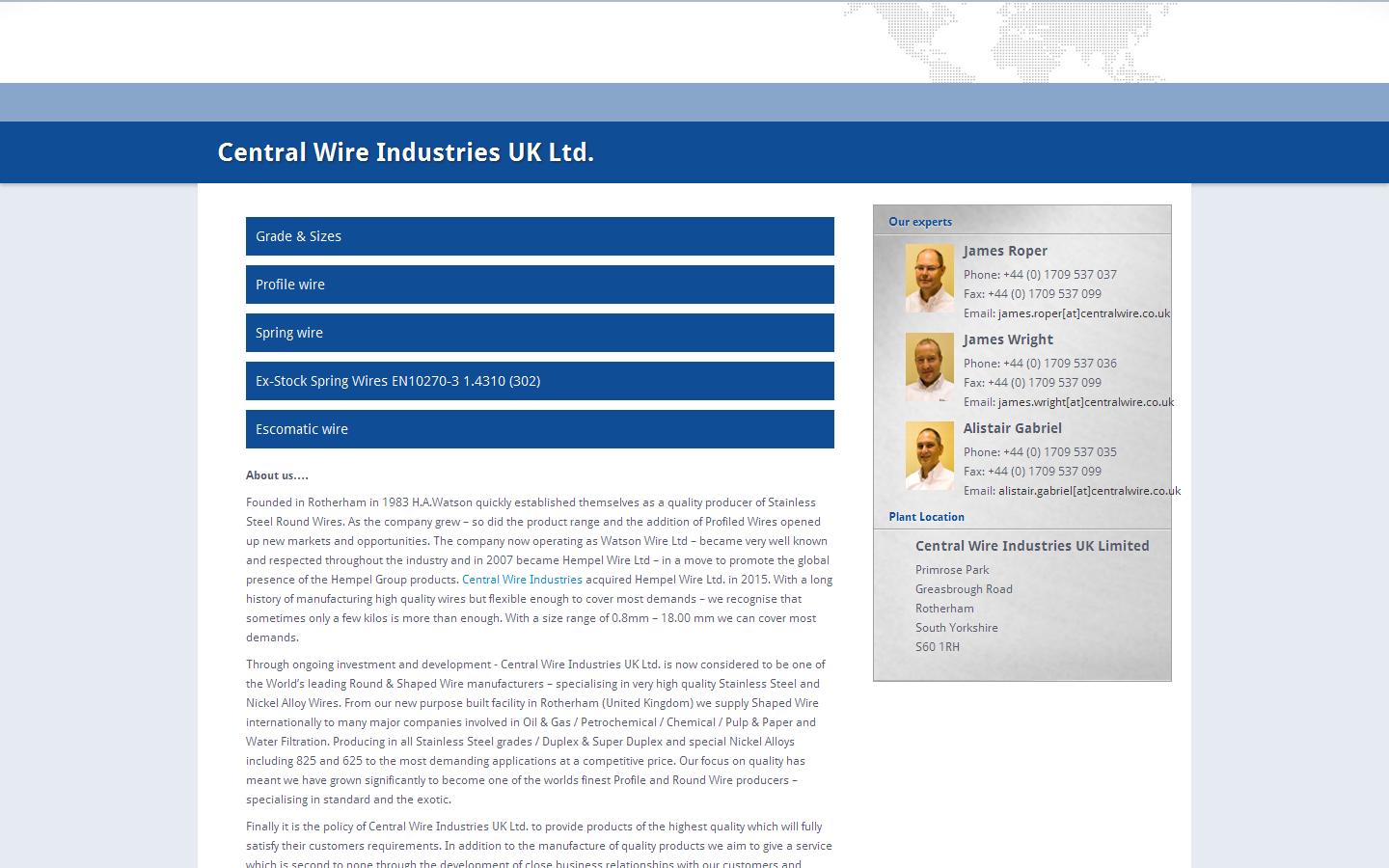 Central Wire Industries UK Ltd Website