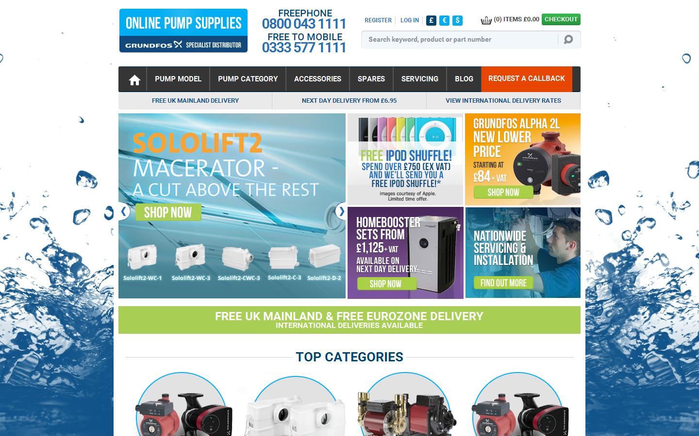 Online Pump Supplies Website